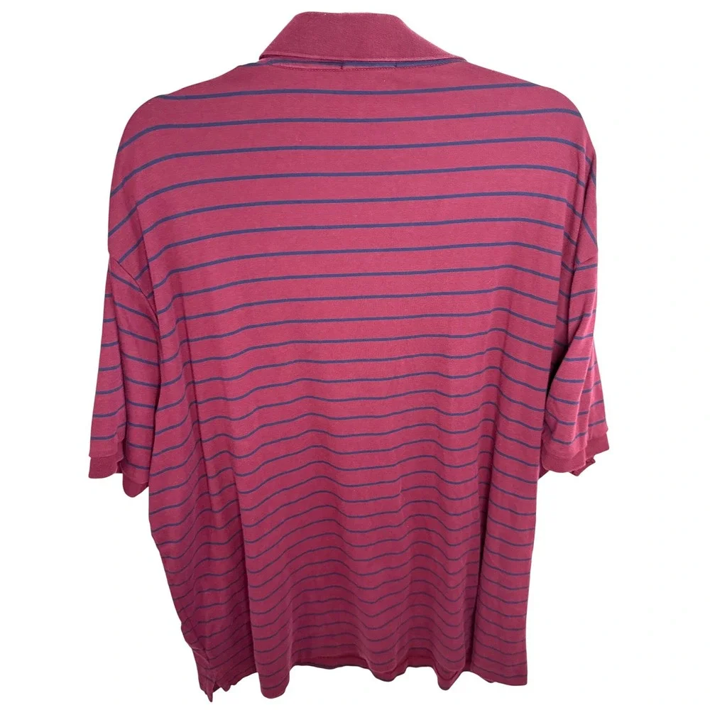 Polo Ralph Lauren Men's 4XB Polo Shirt Burgundy Maroon Navy Blue‎ Striped Cotton